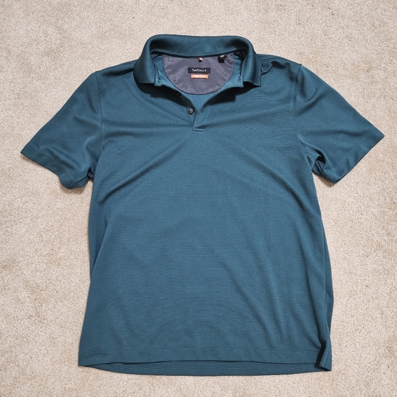 Van Heusen Men's Classic-Fit Self-Collar Short Sleeve Polo Small, Turqoise Hunte - Picture 1 of 4